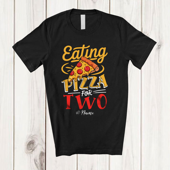 MacnyStore - Personalized Eating Pizza For Two; Cheerful Mother's Day Pregnancy Custom Name Mom; Family T-Shirt
