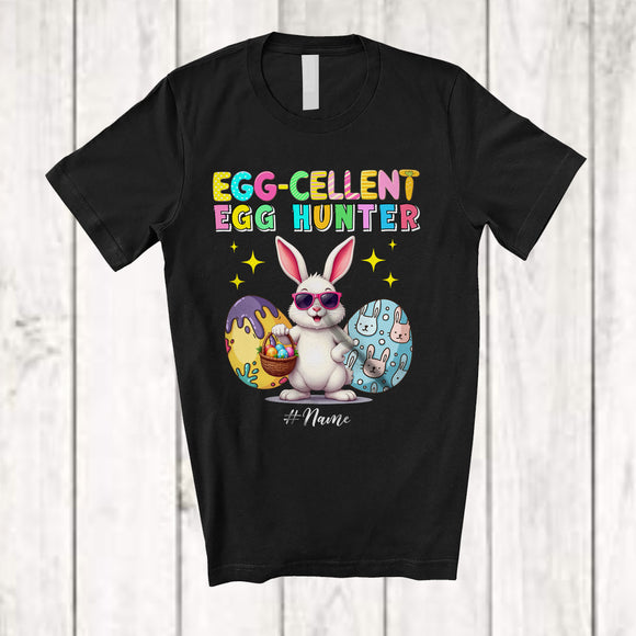 MacnyStore - Personalized Egg-cellent Egg Hunter; Lovely Easter Bunny Eggs Excellent; Custom Name Family T-Shirt