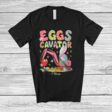 MacnyStore - Personalized Eggs Cavator; Lovely Easter Bunny Eggs Driving Excavator; Custom Name Driver T-Shirt