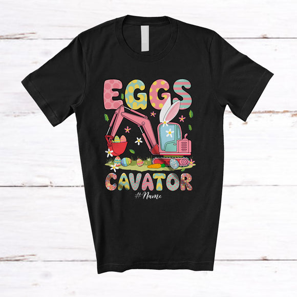 MacnyStore - Personalized Eggs Cavator; Lovely Easter Day Bunny Eggs Excavator; Custom Name Driver Lover T-Shirt