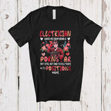 MacnyStore - Personalized Electrician Saved Me From Being A Pornstar; Floral Custom Name Electrician Proud Couple T-Shirt