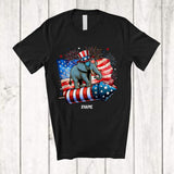 MacnyStore - Personalized Elephant Riding Firecracker American Flag; Amazing 4th Of July Custom Name Patriotic T-Shirt