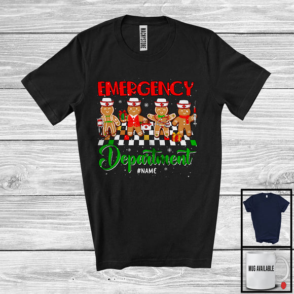 MacnyStore - Personalized Emergency Department; Amusing Christmas Four Gingerbreads; Custom Name Nurse T-Shirt