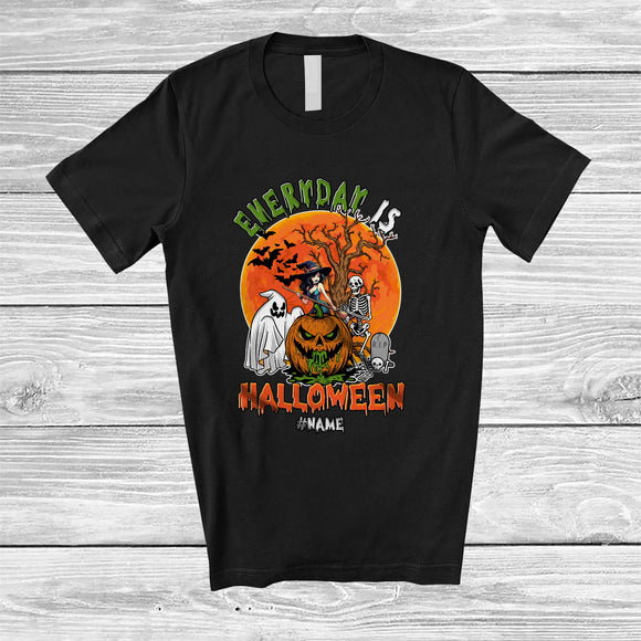 MacnyStore - Personalized Everyday Is Halloween; Horror Custom Name Skeleton Boo Witch Moon; Family T-Shirt