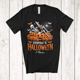 MacnyStore - Personalized Everyday Is Halloween; Scary Custom Name Skeleton Tired Carpenter Pumpkins T-Shirt