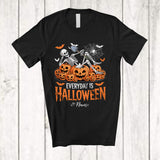 MacnyStore - Personalized Everyday Is Halloween; Scary Custom Name Skeleton Tired Farmer Pumpkins T-Shirt