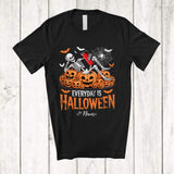 MacnyStore - Personalized Everyday Is Halloween; Scary Custom Name Skeleton Tired Firefighter Pumpkins T-Shirt