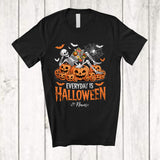 MacnyStore - Personalized Everyday Is Halloween; Scary Custom Name Skeleton Tired Lunch Lady Pumpkins T-Shirt