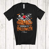 MacnyStore - Personalized Everyday Is Halloween; Scary Custom Name Skeleton Tired Paraprofessional Pumpkins T-Shirt