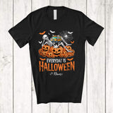 MacnyStore - Personalized Everyday Is Halloween; Scary Custom Name Skeleton Tired School Bus Driver Pumpkins T-Shirt