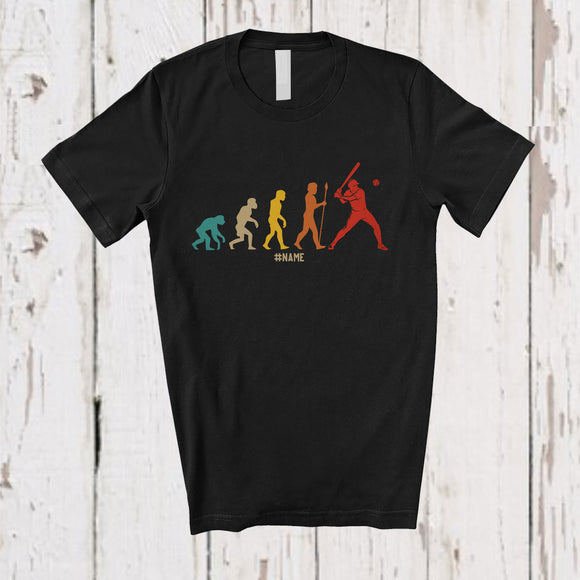 MacnyStore - Personalized Evolution Baseball Player; Proud Father's Day Custom Name Dad Grandpa Family T-Shirt