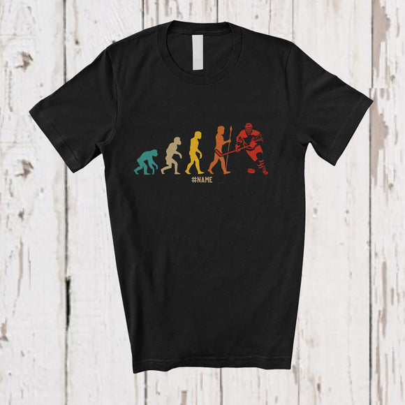 MacnyStore - Personalized Evolution Hockey Player; Proud Father's Day Custom Name Dad Grandpa Family T-Shirt