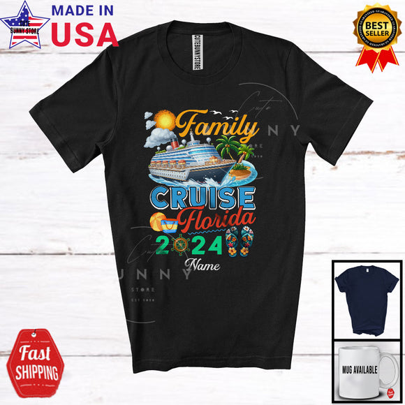 MacnyStore - Personalized Family Cruise Florida 2024, Joyful Summer Vacation Custom Name, Cruise Ship Group T-Shirt