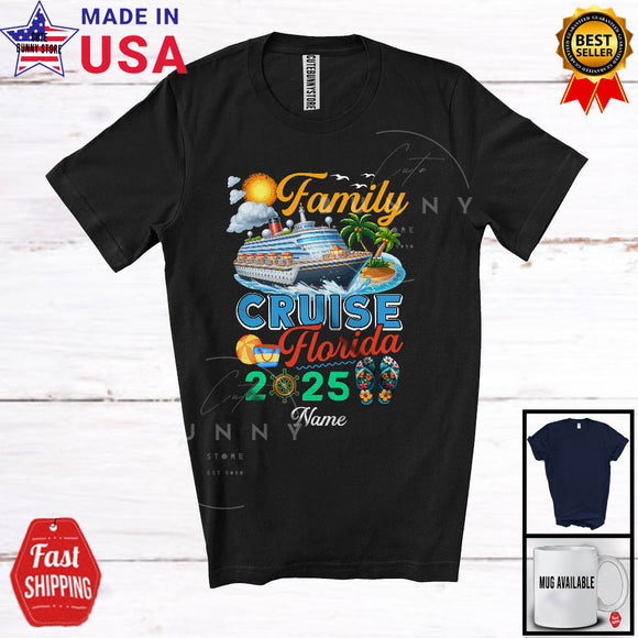 MacnyStore - Personalized Family Cruise Florida 2025, Joyful Summer Vacation Custom Name, Cruise Ship Group T-Shirt