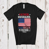 MacnyStore - Personalized Father Husband American Legend; Joyful Father's Day Custom Name America Flag T-Shirt