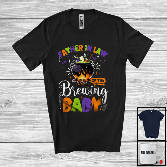 MacnyStore - Personalized Father In Law Of The Brewing Baby, Humorous Halloween Pregnancy Custom Name, Witch Family T-Shirt