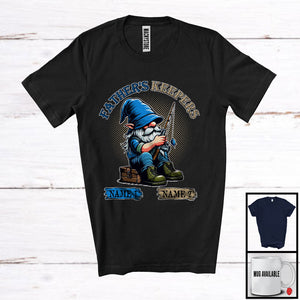 MacnyStore - Personalized Father's Keepers, Lovely Father's Day Fishing Gnome, Custom 2 Name Family T-Shirt