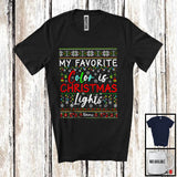 MacnyStore - Personalized Favorite Color Is Christmas Lights; Joyful X-mas Sweater; Custom Name Family Friends T-Shirt