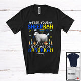 MacnyStore - Personalized Feed Your Sheepkah Time For Hanukkah; Adorable Custom Name Sheep; Farm Farmer T-Shirt