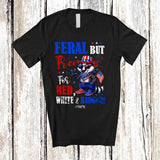 MacnyStore - Personalized Feral But Free for Red White Badger; Proud 4th Of July Custom Name Patriotic Animal T-Shirt