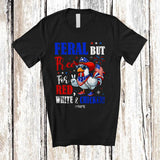 MacnyStore - Personalized Feral But Free for Red White Chicken; Proud 4th Of July Custom Name Farmer Patriotic T-Shirt