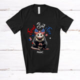 MacnyStore - Personalized Feral But Free; Humorous 4th Of July Custom Name Patriotic Opossum Trash Animal T-Shirt