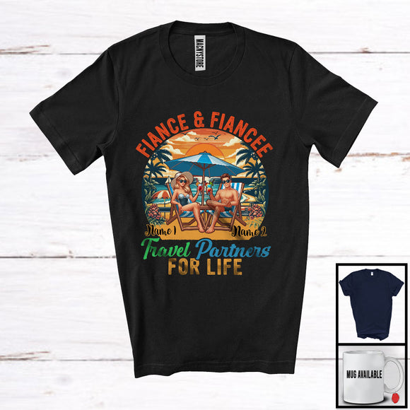 MacnyStore - Personalized Fiance And Fiancee Travel Partners, Lovely Custom Name Summer Vacation, Couple T-Shirt