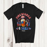 MacnyStore - Personalized Fireworks and Beer; Cheerful 4th Of July Custom Name Drinking Drunker Patriotic T-Shirt
