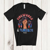 MacnyStore - Personalized Fireworks and Feminism; Cheerful 4th Of July Custom Name Supporters Patriotic T-Shirt