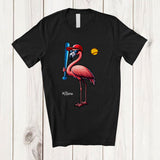 MacnyStore - Personalized Flamingo Playing Softball; Adorable Flamingo Sunglasses; Custom Name Sport Player T-Shirt