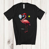 MacnyStore - Personalized Flamingo Playing Tennis; Adorable Flamingo Sunglasses; Custom Name Sport Player T-Shirt