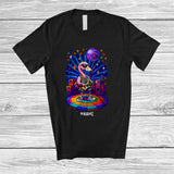 MacnyStore - Personalized Flamingo Sunglasses Disco Playing Rock Guitar; Amusing Custom Name Guitarist Music T-Shirt