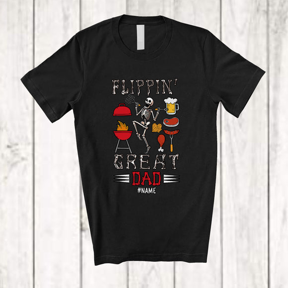 MacnyStore - Personalized Flippin' Great Dad; Humorous Father's Day BBQ Grill; Custom Name Family T-Shirt