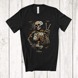 MacnyStore - Personalized Floral Fall Skeleton; Awesome Halloween Custom Name Daisy Flowers; Family T-Shirt