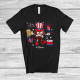 MacnyStore - Personalized Football Drinking Beer; Proud 4th Of July Custom Name Football Player; Patriotic T-Shirt