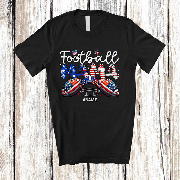 MacnyStore - Personalized Football Mama; Awesome 4th Of July Custom Name Football Player; Patriotic Family T-Shirt