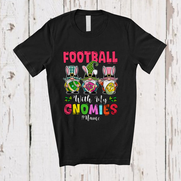MacnyStore - Personalized Football With My Gnomies; Awesome Easter Custom Name Three Bunny Gnomes T-Shirt