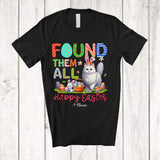 MacnyStore - Personalized Found Them All; Happy Easter Custom Name Bunny Cat With Eggs Basket T-Shirt