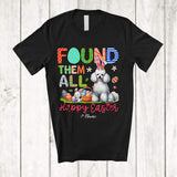 MacnyStore - Personalized Found Them All; Happy Easter Custom Name Bunny Poodle With Eggs Basket T-Shirt