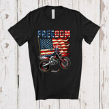 MacnyStore - Personalized Freedom; Awesome 4th Of July American Flag Custom Name Dirt Bike; Patriotic T-Shirt