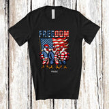 MacnyStore - Personalized Freedom; Fantastic 4th of July Three US Flag Chicken; Custom Name Farmer Patriotic T-Shirt