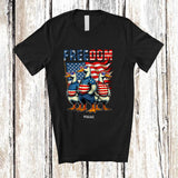 MacnyStore - Personalized Freedom; Fantastic 4th of July Three US Flag Duck; Custom Name Farmer Patriotic T-Shirt