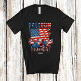 MacnyStore - Personalized Freedom; Fantastic 4th of July Three US Flag Pig; Custom Name Farmer Patriotic T-Shirt