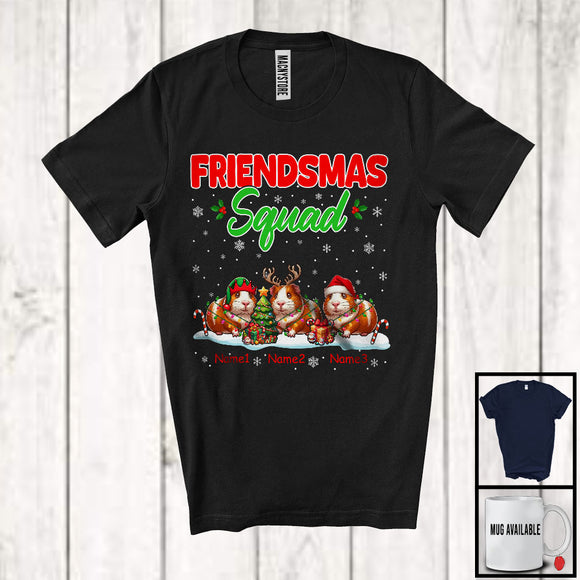 MacnyStore - Personalized Friendsmas Squad; Awesome Christmas Lights Custom Name Three Guinea Pig T-Shirt