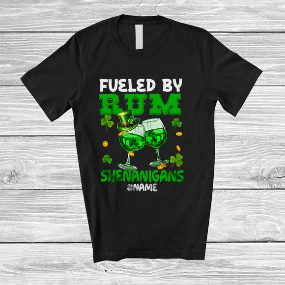 MacnyStore - Personalized Fueled By Rum Shenanigans; Joyful St. Patrick's Day Rum Custom Name Drinking T-Shirt
