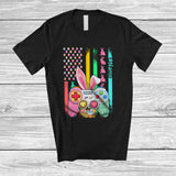 MacnyStore - Personalized Game Controller Bunny American Flag; Awesome Easter Custom Name Gamer; Gaming T-Shirt