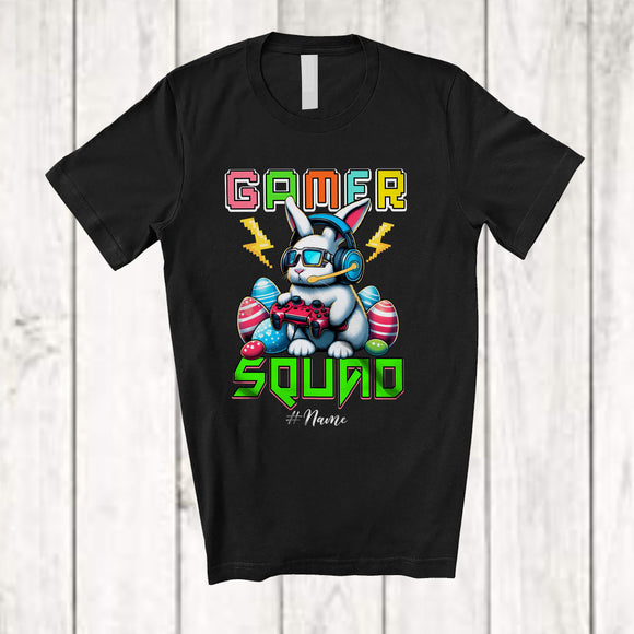 MacnyStore - Personalized Gamer Squad; Amazing Easter Bunny Gaming; Custom Name Gamer Egg Hunting T-Shirt