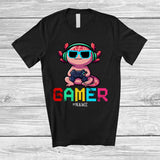 MacnyStore - Personalized Gamer; Adorable Easter Custom Name Axolotl Playing Game Gaming; Eggs Hunt T-Shirt