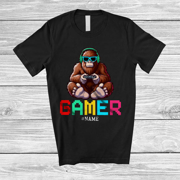 MacnyStore - Personalized Gamer; Adorable Easter Custom Name Bigfoot Playing Game Gaming; Eggs Hunt T-Shirt