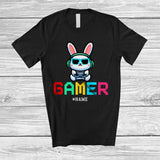 MacnyStore - Personalized Gamer; Adorable Easter Custom Name Bunny Playing Game Gaming; Eggs Hunt T-Shirt